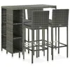 Image de vidaXL Meuble de bar de jardin 5 pcs et coussins RÃ©sine tressÃ©e Gris
