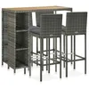 Image de vidaXL Meuble de bar de jardin 5 pcs et coussins RÃ©sine tressÃ©e Gris