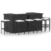 Image de vidaXL Ensemble de bar de jardin 8 pcs et coussins Résine tressée Noir