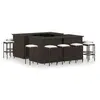 Image de vidaXL Ensemble de bar de jardin 16 pcs coussins Résine tressée Marron3064928