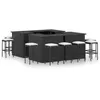 Image de vidaXL Ensemble de bar de jardin 16pcs et coussins Résine tressée Noir3064929