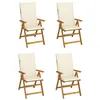 Image de vidaXL Chaises inclinables de jardin lot de 4 et coussins Bois acacia