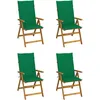 Image de vidaXL Vidaxl Chaises Inclinables De Jardin 4 Pcs Avec Coussins Bois D'acacia