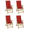 Image de vidaXL Chaises inclinables de jardin lot de 4 et coussins Bois acacia3065353