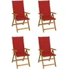 Image de vidaXL Vidaxl Chaises Inclinables De Jardin Lot De 4 Et Coussins Bois Acacia