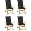 Image de vidaXL Vidaxl Chaises Inclinables De Jardin 4 Pcs Avec Coussins Bois D'acacia