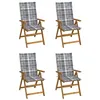 Image de vidaXL Chaises inclinables de jardin lot de 4 et coussins Bois acacia