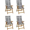 Image de vidaXL Vidaxl Chaises Inclinables De Jardin Lot De 4 Et Coussins Bois Acacia