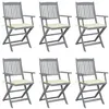 Image de vidaXL Chaises pliables d'extérieur lot de 6 et coussins Bois d'acacia