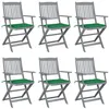 Image de vidaXL Chaises pliables d'extérieur lot de 6 et coussins Bois d'acacia3065412