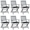 Image de vidaXL Chaises pliables d'extérieur lot de 6 et coussins Bois d'acacia3065414