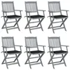 Image de Vidaxl Chaises Pliables D'extÃ©rieur Lot De 6 Et Coussins Bois D'acacia