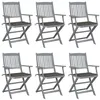 Image de vidaXL Chaises pliables d'extérieur lot de 6 et coussins Bois d'acacia