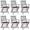 Image de vidaXL Chaises pliables d'extérieur lot de 6 et coussins Bois d'acacia