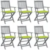 Image de vidaXL Vidaxl Chaises Pliables D'extérieur Lot De 6 Et Coussins Bois D'acacia