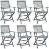 Image de vidaXL Vidaxl Chaises Pliables D'extérieur 6 Pcs Avec Coussins Bois D'acacia