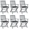 Image de vidaXL Chaises pliables d'extérieur lot de 6 et coussins Bois d'acacia