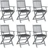 Image de vidaXL Vidaxl Chaises Pliables D'extérieur Lot De 6 Et Coussins Bois D'acacia