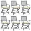 Image de vidaXL Chaises pliables d'extérieur lot de 6 et coussins Bois d'acacia3065424