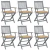 Image de vidaXL Chaises pliables d'extérieur lot de 6 et coussins Bois d'acacia3065425