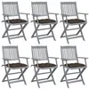 Image de vidaXL Chaises pliables d'extérieur lot de 6 et coussins Bois d'acacia