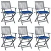 Image de vidaXL Chaises pliables d'extérieur lot de 6 et coussins Bois d'acacia3065432