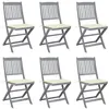 Image de vidaXL Chaises pliables d'extérieur lot de 6 et coussins Bois d'acacia