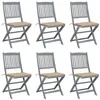 Image de vidaXL Chaises pliables d'extérieur lot de 6 et coussins Bois d'acacia3065437