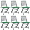 Image de vidaXL Chaises pliables d'extérieur lot de 6 et coussins Bois d'acacia3065439