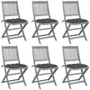 Image de vidaXL Vidaxl Chaises Pliables D'extérieur Lot De 6 Et Coussins Bois D'acacia