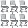 Image de vidaXL Chaises pliables d'extérieur lot de 6 et coussins Bois d'acacia