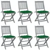 Image de vidaXL Chaises pliables d'extérieur lot de 6 et coussins Bois d'acacia3065454