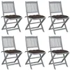 Image de vidaXL Chaises pliables d'extérieur lot de 6 et coussins Bois d'acacia