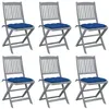 Image de vidaXL Chaises pliables d'extérieur 6 pcs avec coussins Bois d'acacia
