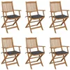 Image de vidaXL Chaises pliables de jardin lot de 6 avec coussins Bois d'acacia