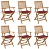 Image de vidaXL Chaises pliables de jardin lot de 6 avec coussins Bois d'acacia