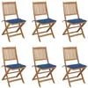 Image de vidaXL Chaises pliables de jardin 6 pcs avec coussins Bois d'acacia