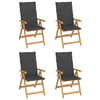 Image de vidaXL Chaises de jardin lot de 4 avec coussins anthracite Teck solide