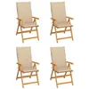 Image de vidaXL Chaises de jardin lot de 4 avec coussins beige Bois teck solide