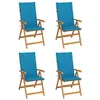 Image de vidaXL Chaises de jardin lot de 4 avec coussins bleu Bois teck solide