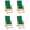 Image de vidaXL Chaises de jardin lot de 4 avec coussins vert Bois teck solide3065535