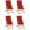 Image de Vidaxl Chaises De Jardin 4 Pcs Avec Coussins Rouge Bois De Teck Massif