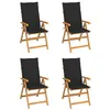 Image de vidaXL Chaises de jardin lot de 4 avec coussins noir Bois teck solide3065537