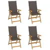 Image de vidaXL Chaises de jardin lot de 4 avec coussins taupe Bois teck solide
