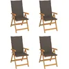 Image de vidaXL Vidaxl Chaises De Jardin 4 Pcs Avec Coussins Taupe Bois De Teck Massif