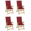 Image de vidaXL Chaises de jardin lot de 4 avec coussins bordeaux Teck solide