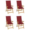 Image de Chaises De Jardin 4 Pcs Avec Coussins Bordeaux Bois De Teck Vidaxl Vidaxl