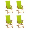 Image de vidaXL Chaises de jardin lot de 4 avec coussins vert vif Bois de teck