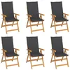 Image de vidaXL Chaises de jardin lot de 6 avec coussins anthracite Bois teck
