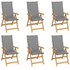 Image de vidaXL Chaises de jardin lot de 6 avec coussins gris Bois teck massif3065561